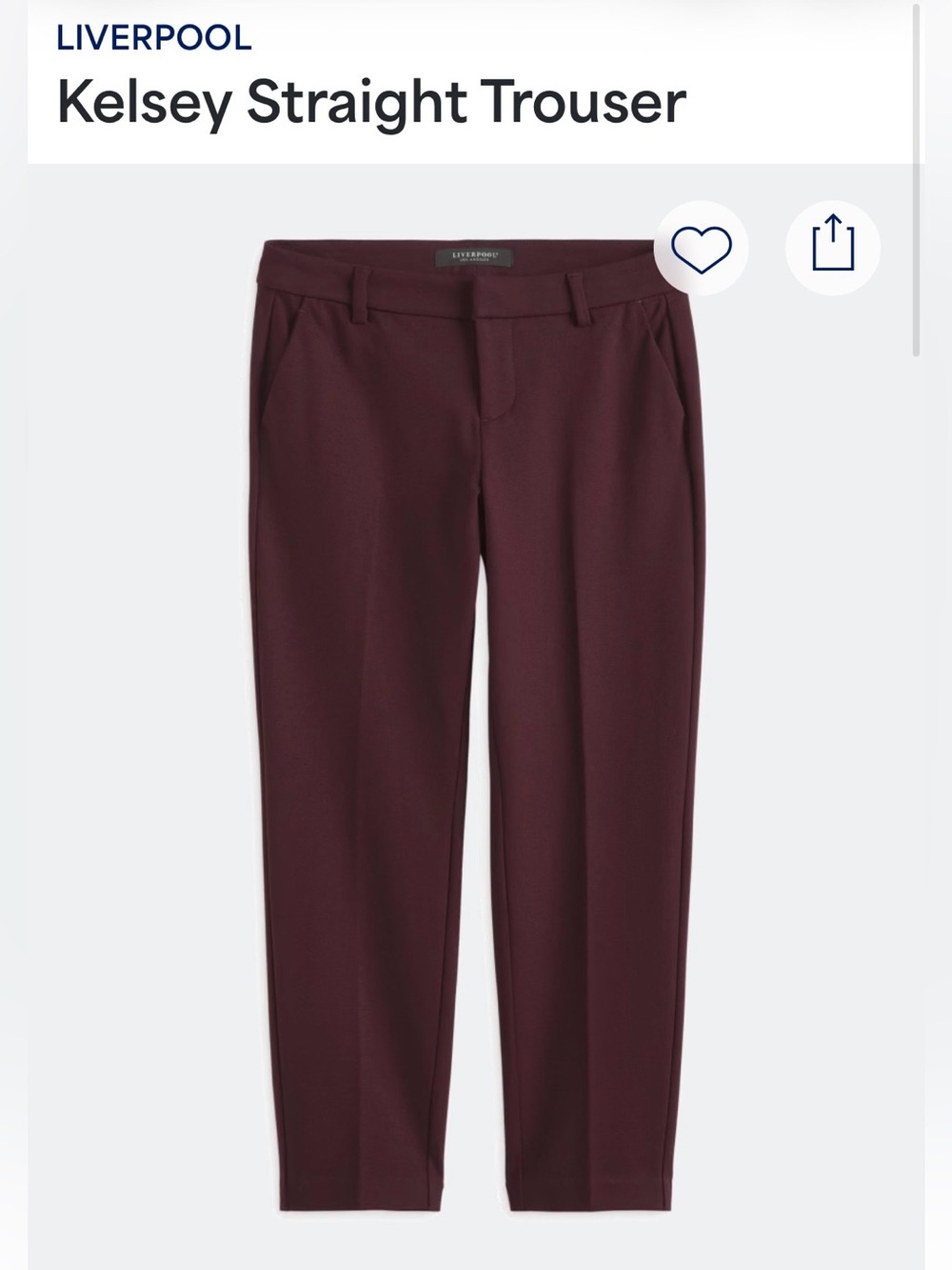 Liverpool Women’s Straight Trousers - Burgundy Wine